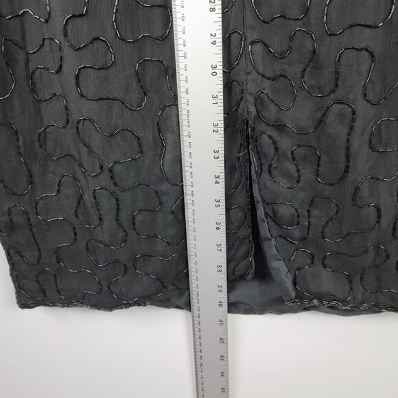 Vintage 80s Black Silk Beaded Shift Dress Evening Party Cocktail sz 2X - Picture 8 of 10